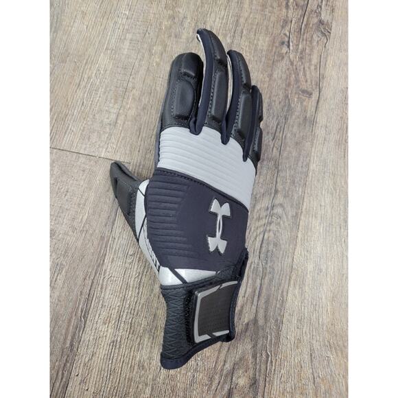 Under Armour Men's Adult Small Combat HF - NFL Football Glove Gray Black Right - Picture 1 of 5
